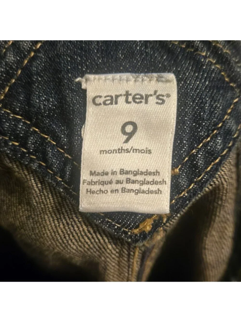 Carters Baby Denim Overalls 9 Months Adjustable Straps Front Back Pockets NWT